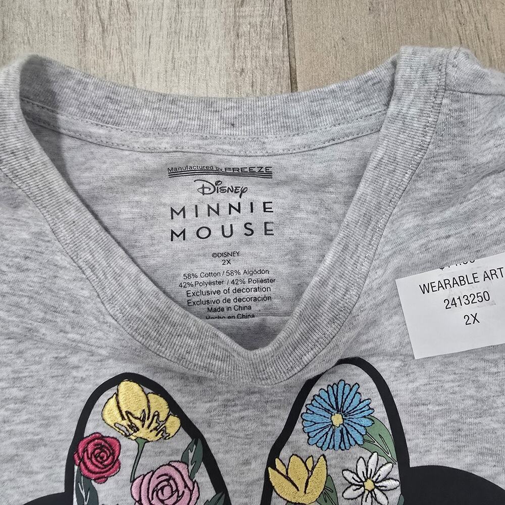 Women's Disney Embroidered Mini Mouse T-shirt Size 2X Cotton 100% - Picture 3 of 6